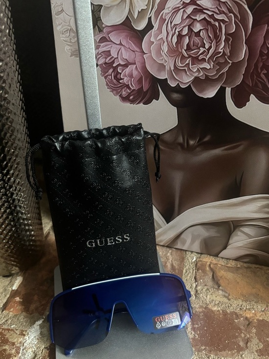 Guess Accessories - GUESS Blue Shield Sunglasses with Black Logo Pouch